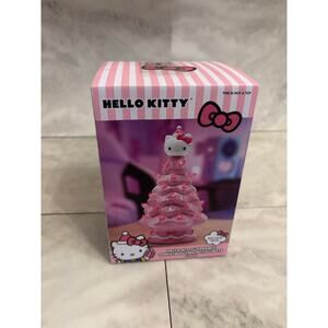 Hello Kitty Ceramic Christmas Tree Light Up Holiday Decor 6” Pink
